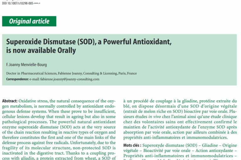 Superoxide Dismutase (SOD), a Powerful Antioxidant, is now Available Orally Superoxide Dismutase (SOD), a Powerful Antioxidant, is now Available Orally