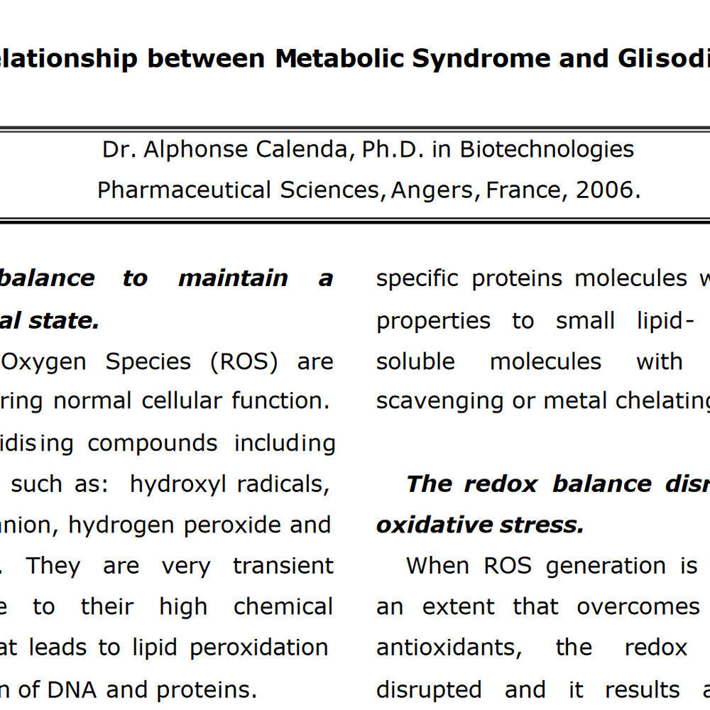 Relationship between Metabolic Syndrome and Glisodin
