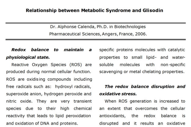 Relationship between Metabolic Syndrome and Glisodin