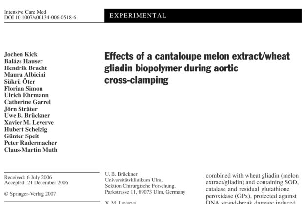 Effects of a cantaloupe melon extract wheat gliadin biopolymer during aortic cross clamping