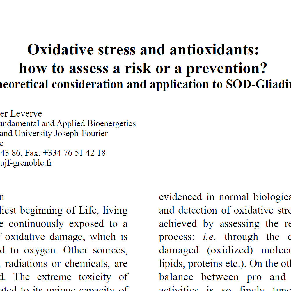 Oxidative stress and antioxidants how to assess a risk or a prevention