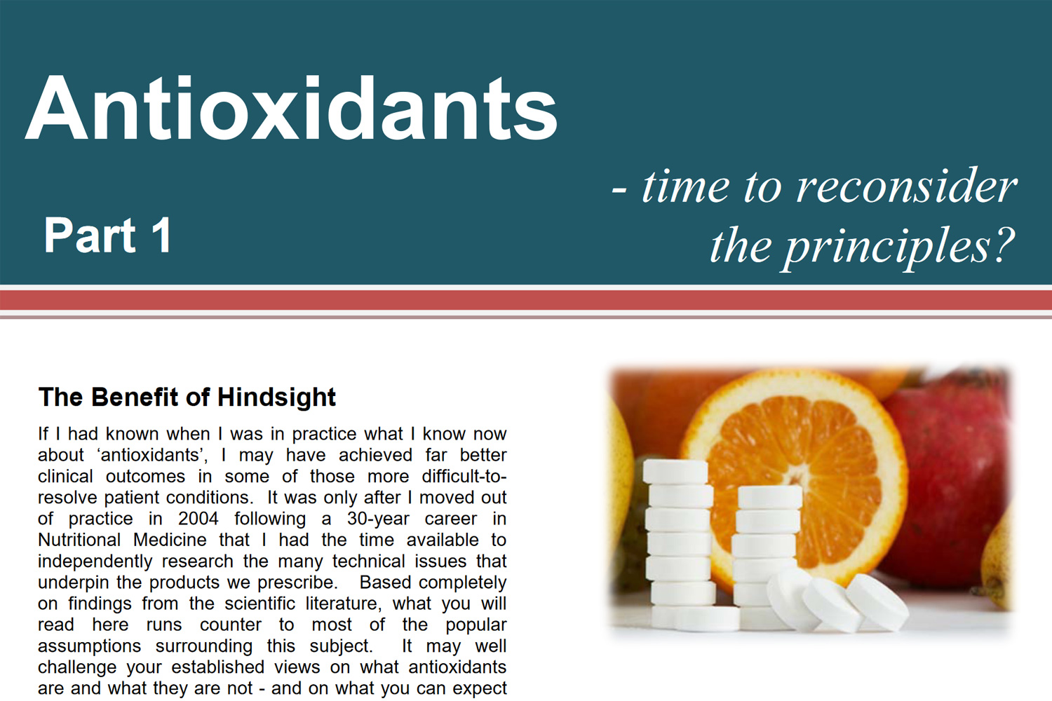 antioxydants Time to rethink our strategies