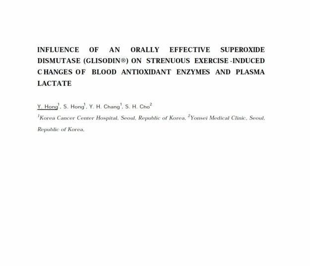 Influence of an orally effective superoxide dismutase (glisodin) on strenuous exercise induced changes of blood antioxidant enzymes and plasma lactate